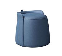 VZXATYOP Modern Dresser Makeup Ottoman Stool, Leather Dresser Chair, Round Footstool, Extra Seating For Living Room/Bedroom/Entryway(Blue)