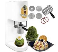 VZXATYOP Multi-Shape Spaghetti Ice Cream Press Machine With 4 Interchangeable Molds Stainless Steel/1-Button Start 80w Commercial Gelato Maker For Gelato Ice Cream Shops(White)