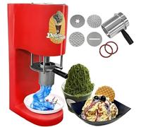VZXATYOP Multi-Shape Spaghetti Ice Cream Press Machine With 4 Interchangeable Molds Stainless Steel/1-Button Start 80w Commercial Gelato Maker For Gelato Ice Cream Shops(Red)