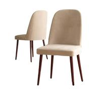 VZXATYOP Velvet Curved Chair Covers Dining Room Chairs Set Of 2/4/6, High End Round Back Dining Chairs Slipcovers, Without Arms Modern Oval Side Chairs For Hotel Restaurant(Khaki,4Pcs)