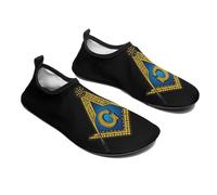 VZXATYOP Womens Mens Freemasonry Non-Slip Quick Dry Water Shoes, Masonic AG Soft Portable Durable Sports Aqua Socks (Color : A9, Size : 9/10(7/8))