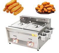 VzxCrue 20L Double Cylinder Gas Fryer,Stainless Steel LPG Fryer for Home and Commercial,with Removable Baskets and Lid Fryers- Perfect for Professional Fish Chip