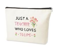 VZXMKA Gifts for Teachers Women - Teacher Appreciation Gifts,Christmas End of Year Birthday Valentines Retirement Tulips Gift for Women,Flower Lover Gift,Makeup Bags,Teachers Stocking Stuffers