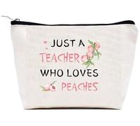 VZXMKA Gifts for Teachers Women - Teacher Appreciation Gifts,Christmas End of Year Birthday Valentines Retirement Peach Gift for Women,Fruit Gift,Makeup Bags,Thank You Teachers Stocking Stuffers