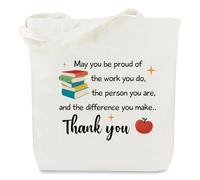VZXMKA Teacher Gifts for Women - Teacher Christmas Appreciation Gifts,End of Year Teachers Graduation Thank You Retirement Birthday Personalized Cool Summer Valentines Day Ideas White Tote Bag