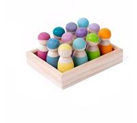 VZZCGJVT Montessori Wood Peg Dolls,Pretend Play People Figures,Preschool Learning Activities,Macaron frosted figure