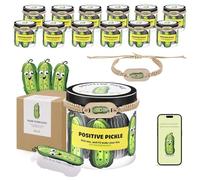 VZZNN 12 Pack Positive Pickle Cards Jar with NFC Bracelet - Bulk Emotional Support Gift Set,60 Affirmation Cards in Jar for Women Teens Friends Coworkers,Uplifting Inspirational Gifts Box