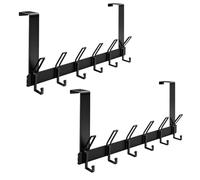 VZZNN 2 Pack Over Door Hooks 6 Hooks Over Doors Hanger for Clothes Heavy Duty Stainless Steel Doors Hanger Hook with Rust Resistant Finish Black Door Hooks for Coats Towels Jackets Bags Clothes Robes