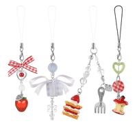 VZZNN 4 PCS Cute Phone Charms Y2K Aesthetic Kawaii Pink Phone Charms Strap Aesthetic for Bag Purse Backpack Wallet Pendants Decor, One size, Alloy, Acrylic