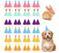 VZZNN 48 Pcs Mini Party Hats for Stuffed Animals, Birthday Party Cone Hats for Dolls Dog Cat Rabbit Puppies, Assorted Animal Birthday Decorations and Holiday Accessories