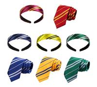 VZZNN Wizard Costume Accessories Set 4 Pack, Red Yellow Blue Green Stripe Headband & Tie - House Colors Cosplay Party Supplies for Halloween Costume & Birthday