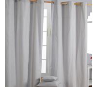 (W 117cm x Drop 137 cm, Grey) Plain Cotton Eyelet Curtains