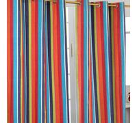 (W 117cm x Drop 137 cm) Multi Stripes Ready Made Eyelet Curtain Pair