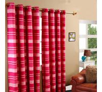 Cotton Morocco Striped Curtain Pair Homescapes Pink 117cm width x 137cm drop