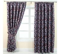Homescapes Red And Blue Jacquard Curtain Abstract Design Fully Lined - 46" X 90" Drop