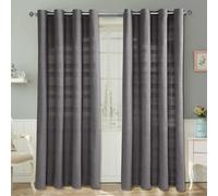Homescapes Cotton Rajput Ribbed Charcoal Grey Curtain Pair, 54 X 54" Drop