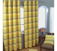 Homescapes Cotton Morocco Striped Curtain Pair In Yellow Yellow 140cm width x 137cm drop
