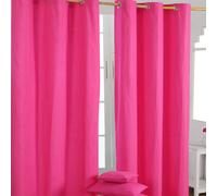 (W 137cm x Drop 182cm, Hot Pink) Plain Cotton Eyelet Curtains