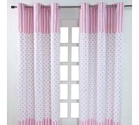 (W 137cm x Drop 182cm, Pink) Love Hearts Ready Made Eyelet Curtain Pair