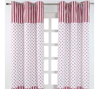 (W 137cm x Drop 182cm, Red) Love Hearts Ready Made Eyelet Curtain Pair