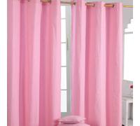 (W 137cm x Drop 228 cm, Pink) Plain Cotton Eyelet Curtains