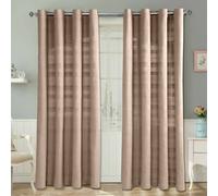 (W 167cm x Drop 182cm, Beige) Cotton Rajput Ribbed Curtain Pair