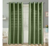 (W 167cm x Drop 182cm, Dark Olive) Cotton Rajput Ribbed Curtain Pair