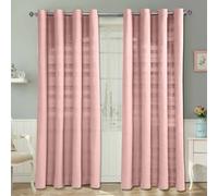 (W 167cm x Drop 182cm, Pink) Cotton Rajput Ribbed Curtain Pair