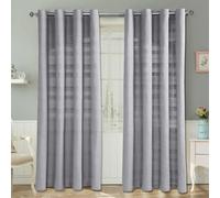 Homescapes Cotton Rajput Ribbed Silver Grey Curtain Pair, 66 X 72"