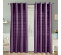 (W 167cm x Drop 228cm, Purple) Cotton Rajput Ribbed Curtain Pair