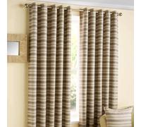 (W 228cm x Drop 182cm, Beige) Horizon' Striped Ready Made Eyelet Curtain Pair