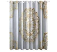 W 29.5" x L 65" Cream Blackout Curtains, Exquisite Minimalist Mandala Printed Thermal Insulated Eyelet, for Kids Bedroom Living Room, 2 Panels