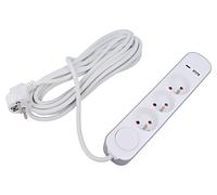 W-30000 extension cable 3x1mm² Schuko sockets: 5 PVC white 1.5m 16A PLASTROL