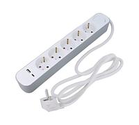 W-30011 extension cable 3x1.5mm² Schuko sockets: 7 PVC white 5m 16A PLASTROL
