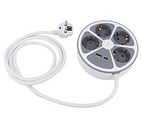 W-30015 extension cable 3x1.5mm² Schuko sockets: 6 PVC white 2m 16A PLASTROL