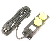 W-99484 Extension Cable Sockets: 2 Rubber Black 3x1.5mm² 5m 16A PLASTROL