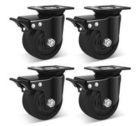 W B D WEIBIDA 4-inch Heavy Duty Plate Swivel Caster Wheel, Low Gravity Center Design Black Caster Wheels with Brake Load Capacity 7000lb, Durable & Quiet & Sturdy Nylon Wheels for Industrial, Set of 4