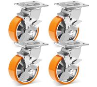 W B D WEIBIDA 5 inch Heavy Duty Castor Wheel, Industrial Platform Casters with Aluminium Core, Load Capacity 4000lb, 360°Swivel Polyurethane Castor for Large Furniture, Instrument, Machinery, Set of 4