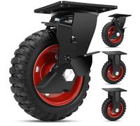 W B D WEIBIDA 6 Inch Heavy Duty Caster Wheels Set of 4, 2600 LBS Outdoor Industrial Wheels Swivel Large Rubber Casters with Brake for Workbench, Dolly, Cart, Trolley, Wagon (2 Brake & 2 Fixed)