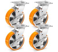 W B D WEIBIDA 6 inch Heavy Duty Castor Wheel, Industrial Platform Caster with Aluminium Core, Load Capacity 5000lb, Polyurethane Castor for Large Furniture, Large Instrument, Heavy Machinery, Set of 4