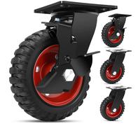 W B D WEIBIDA 6 Inch Heavy Duty Rubber Wheels, Outdoor Castor Wheels with Anti-slip Tread Load Capacity 1700lb, 360Swivel Casters with Brakes for Tr