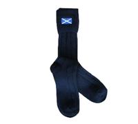 W. Brewin Black Kilt Hose/Socks With Scottish Saltire Embroidered Flag 6.5-9