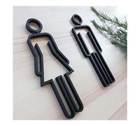 W.C. Door Sign,ABS Bathroom Symbol Adhesive Backed Door Signs Male And Female For Hotel Office Home Restaurant(Black)