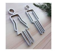 W.C. Door Sign,ABS Bathroom Symbol Adhesive Backed Door Signs Male And Female For Hotel Office Home Restaurant(Silvery)