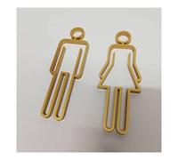 W.C. Door Sign,ABS Bathroom Symbol Adhesive Backed Door Signs Male And Female For Hotel Office Home Restaurant(Golden)