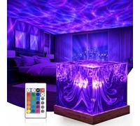 W-Direct Aurora Ocean Wave Projector, Galaxy Star Light (Wooden Base | Rechargeable) - 16 RGB LED Ambient Lamp with Remote Control,6 Brightness Level for Bedroom Gaming Kids Party Room Decor