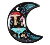 W-Direct Crescent Moon Dark Forest Print Trinket Dish - Nocturnal Flora & Fauna Design - Celestial Moon & Stars Jewellery Dish