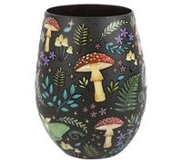W-Direct Dark Forest Print Stemless Wine Glass - Night Forest Design with Luna Moths, Florals & Toadstools - Celestial Moon & Stars Glassware