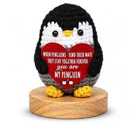 W-Direct Handmade Crochet Plush with Message Card (My Penguin) - Mini Inspirational Stuffed Animal Gift, Cute Emotional Support for Partner, Anniversary, Valentine’s Day