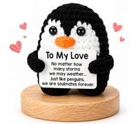 W-Direct Handmade Crochet Plush with Message Card (To My Love Penguin) - Mini Inspirational Stuffed Animal Gift, Cute Emotional Support Toy for Partner, Anniversary, Valentine’s Day